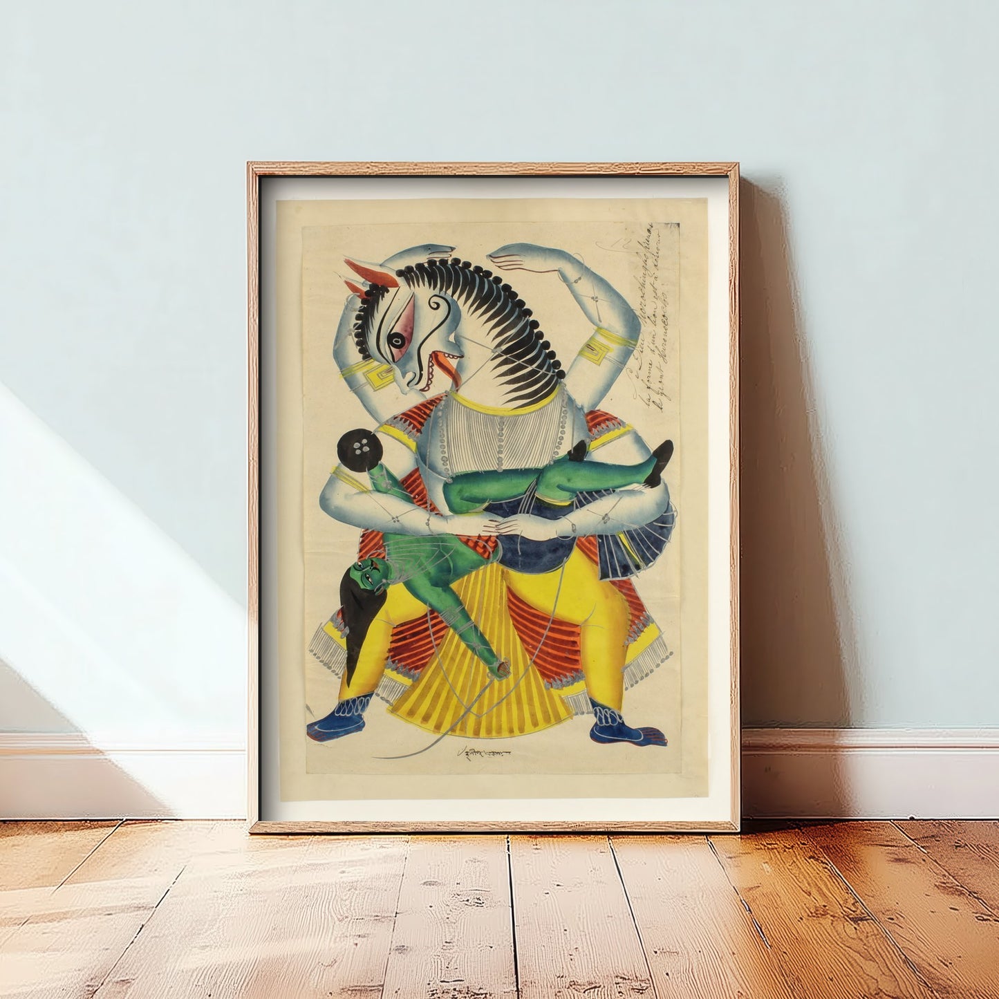 Narasimha Avatar Art Print - Kalighat Painting 1870 - Hindu Vishnu Deity Poster Wall Art