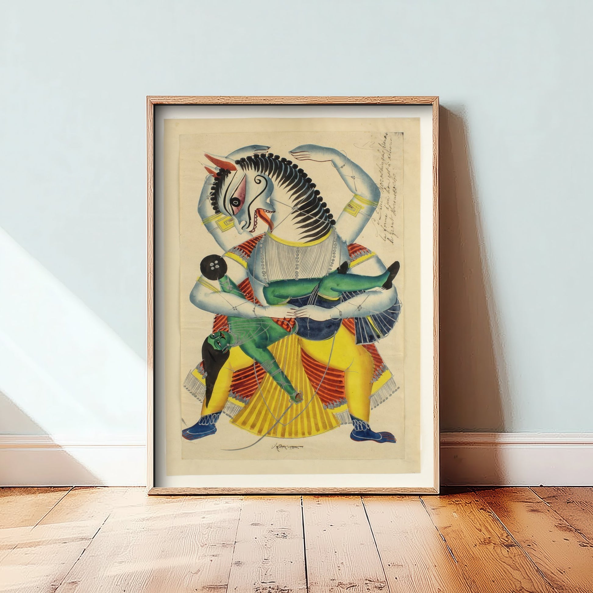 Narasimha Avatar Art Print - Kalighat Painting 1870 - Hindu Vishnu Deity Poster Wall Art