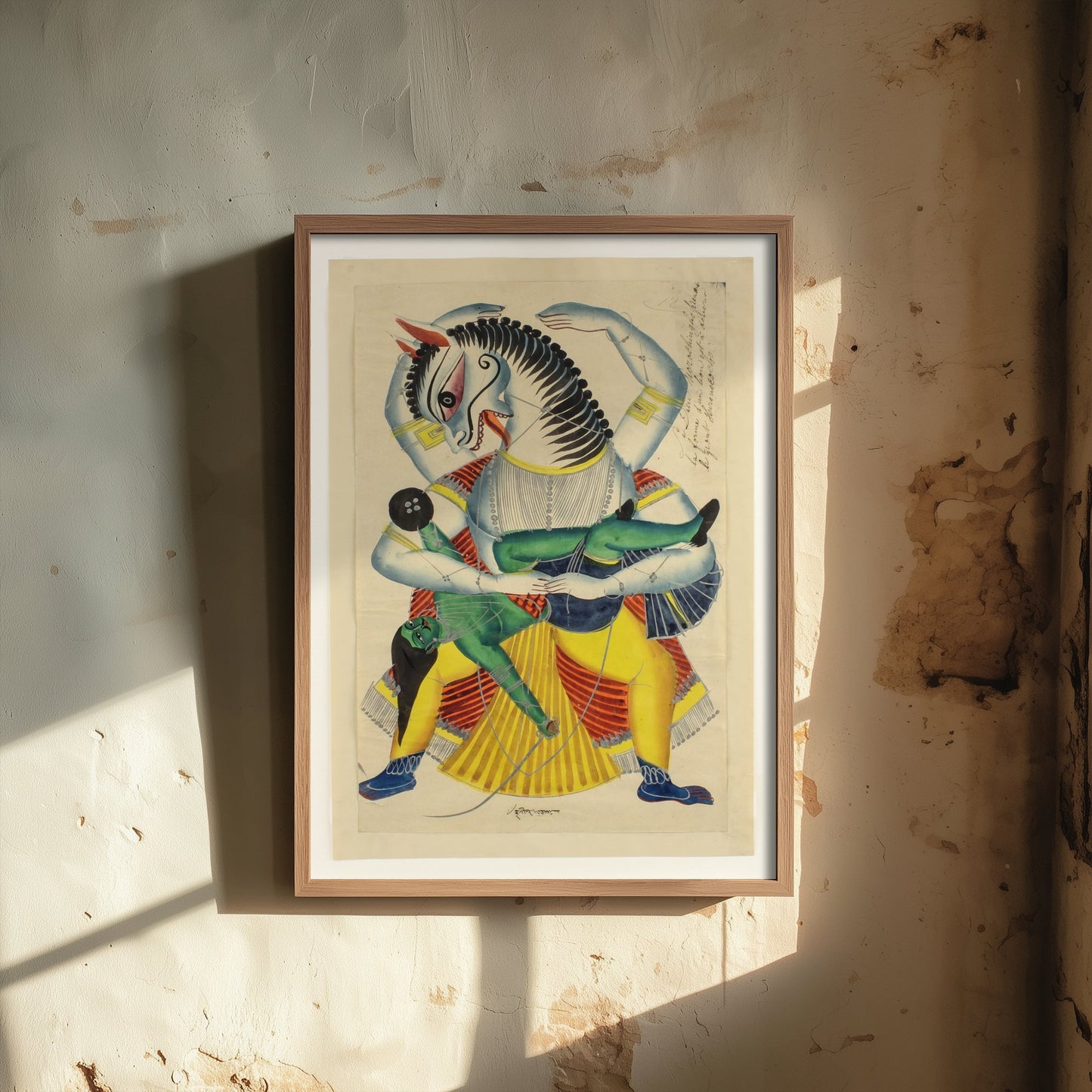 Narasimha Avatar Art Print - Kalighat Painting 1870 - Hindu Vishnu Deity Poster Wall Art