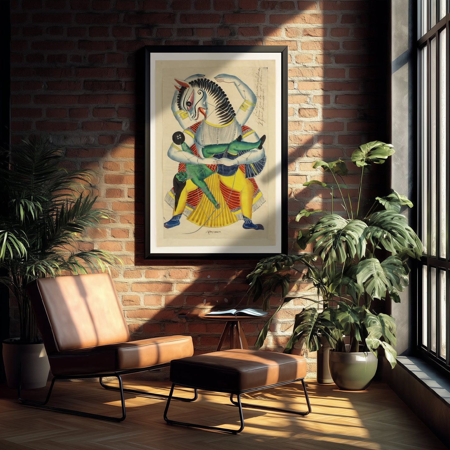 Narasimha Avatar Art Print - Kalighat Painting 1870 - Hindu Vishnu Deity Poster Wall Art