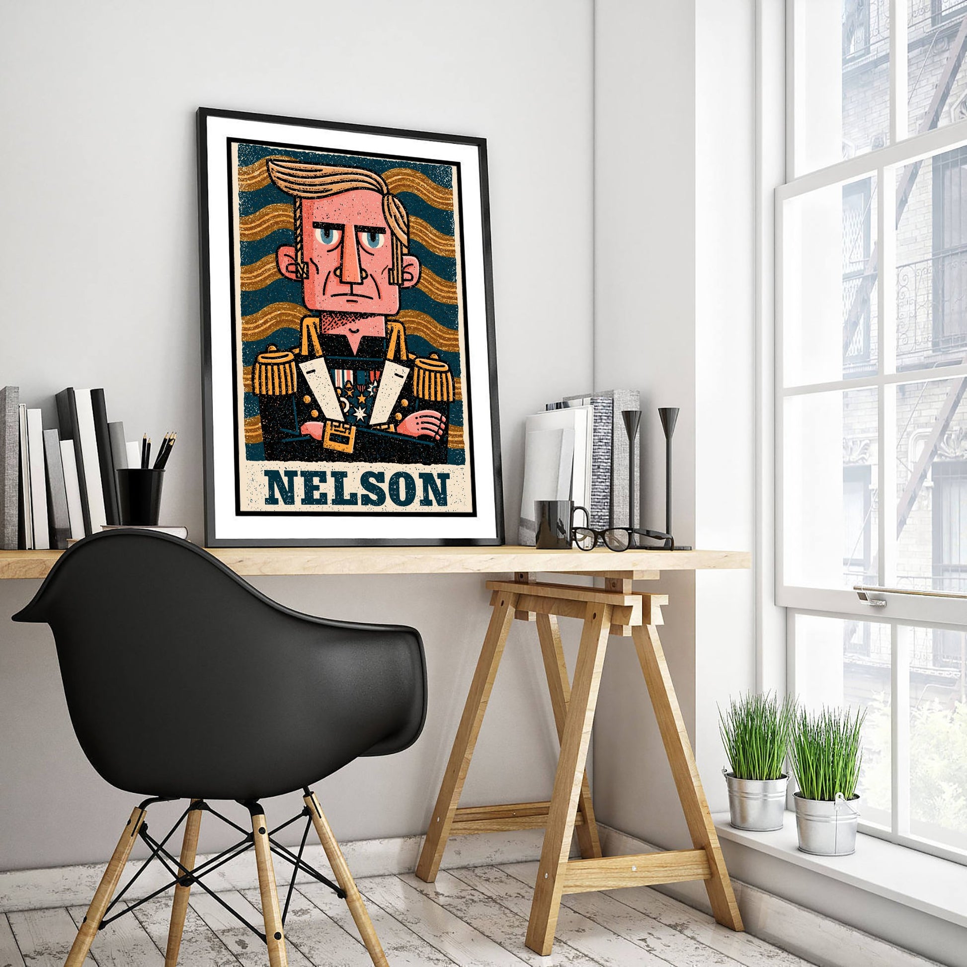 Horatio Nelson Art Print - Naval Commander Portrait Poster - Bold Woodcut Illustration - Royal Navy 1/3