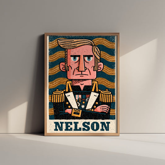 Horatio Nelson Art Print - Naval Commander Portrait Poster - Bold Woodcut Illustration - Royal Navy 1/3