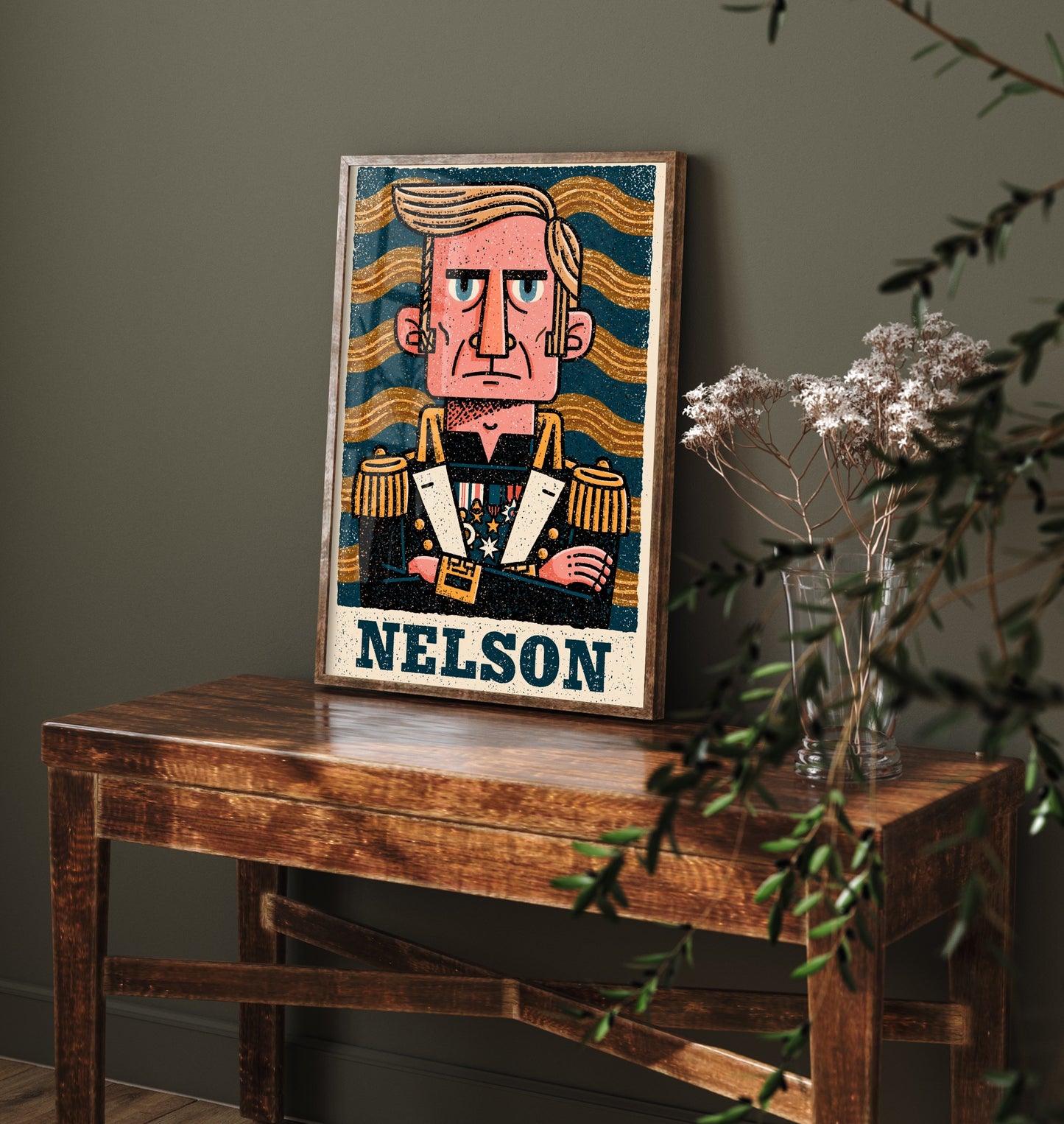 Horatio Nelson Art Print - Naval Commander Portrait Poster - Bold Woodcut Illustration - Royal Navy 1/3