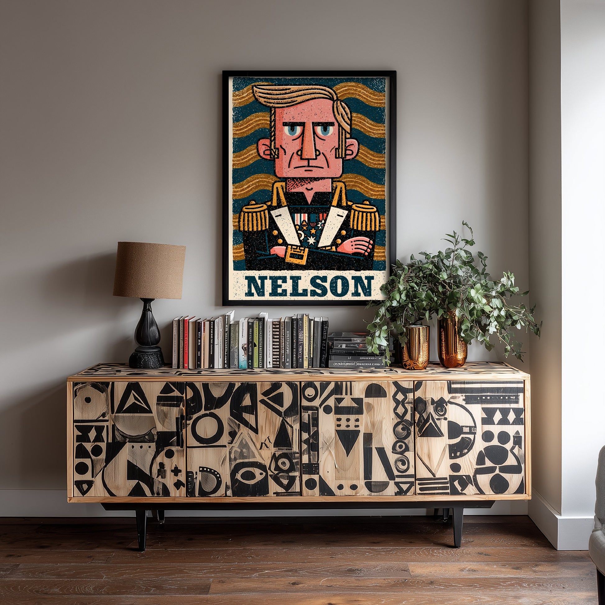 Horatio Nelson Art Print - Naval Commander Portrait Poster - Bold Woodcut Illustration - Royal Navy 1/3