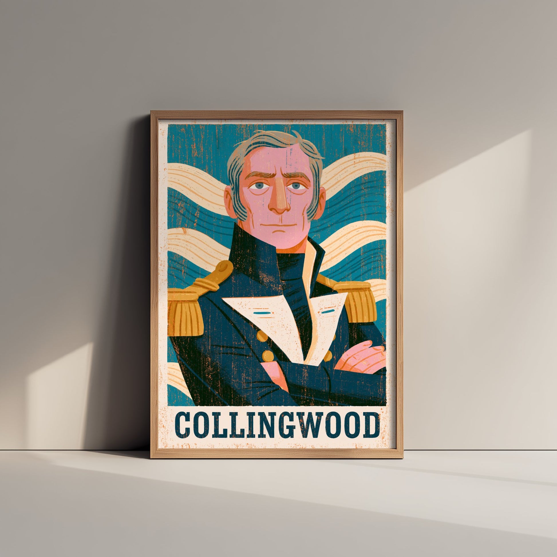 Cuthbert Collingwood Art Print - Naval Commander Portrait Poster - Bold Woodcut Illustration - Royal Navy 2/3