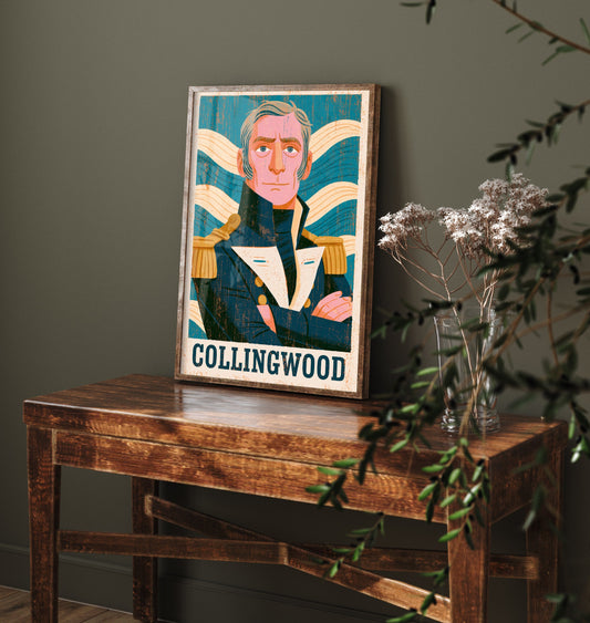 Cuthbert Collingwood Art Print - Naval Commander Portrait Poster - Bold Woodcut Illustration - Royal Navy 2/3