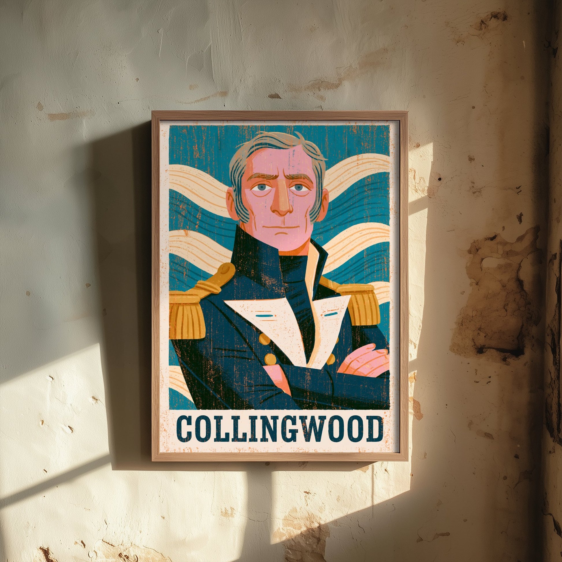 Cuthbert Collingwood Art Print - Naval Commander Portrait Poster - Bold Woodcut Illustration - Royal Navy 2/3