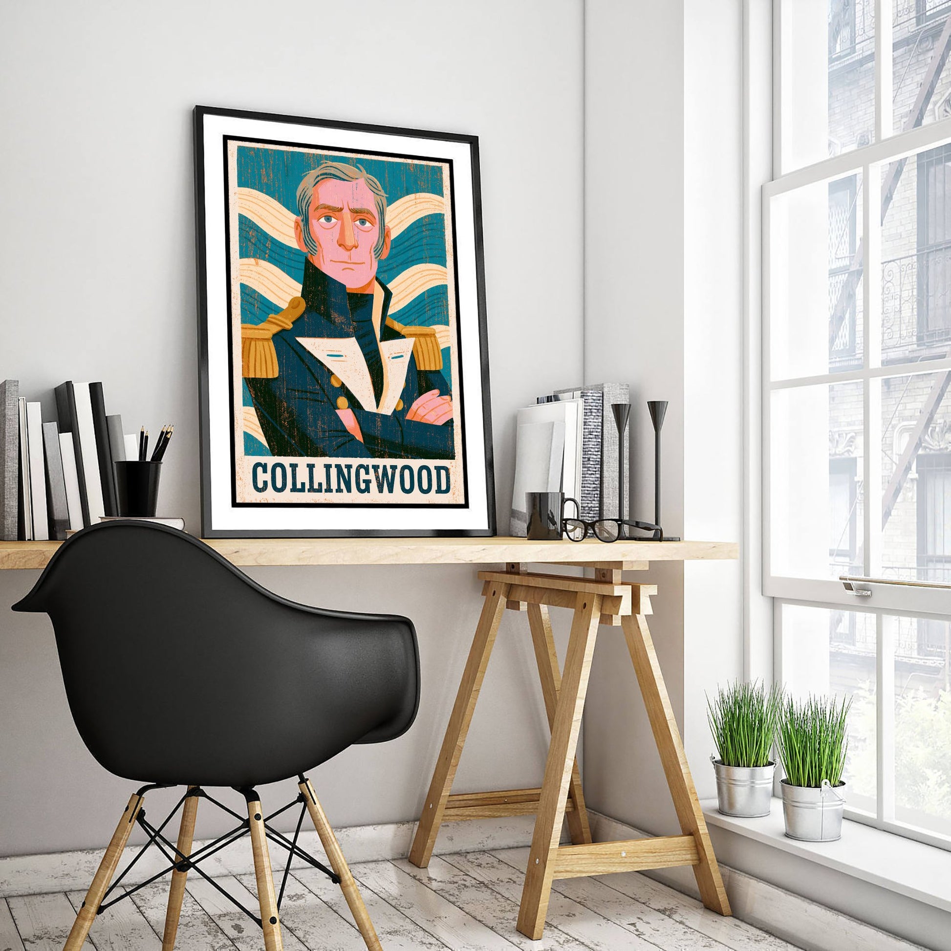Cuthbert Collingwood Art Print - Naval Commander Portrait Poster - Bold Woodcut Illustration - Royal Navy 2/3