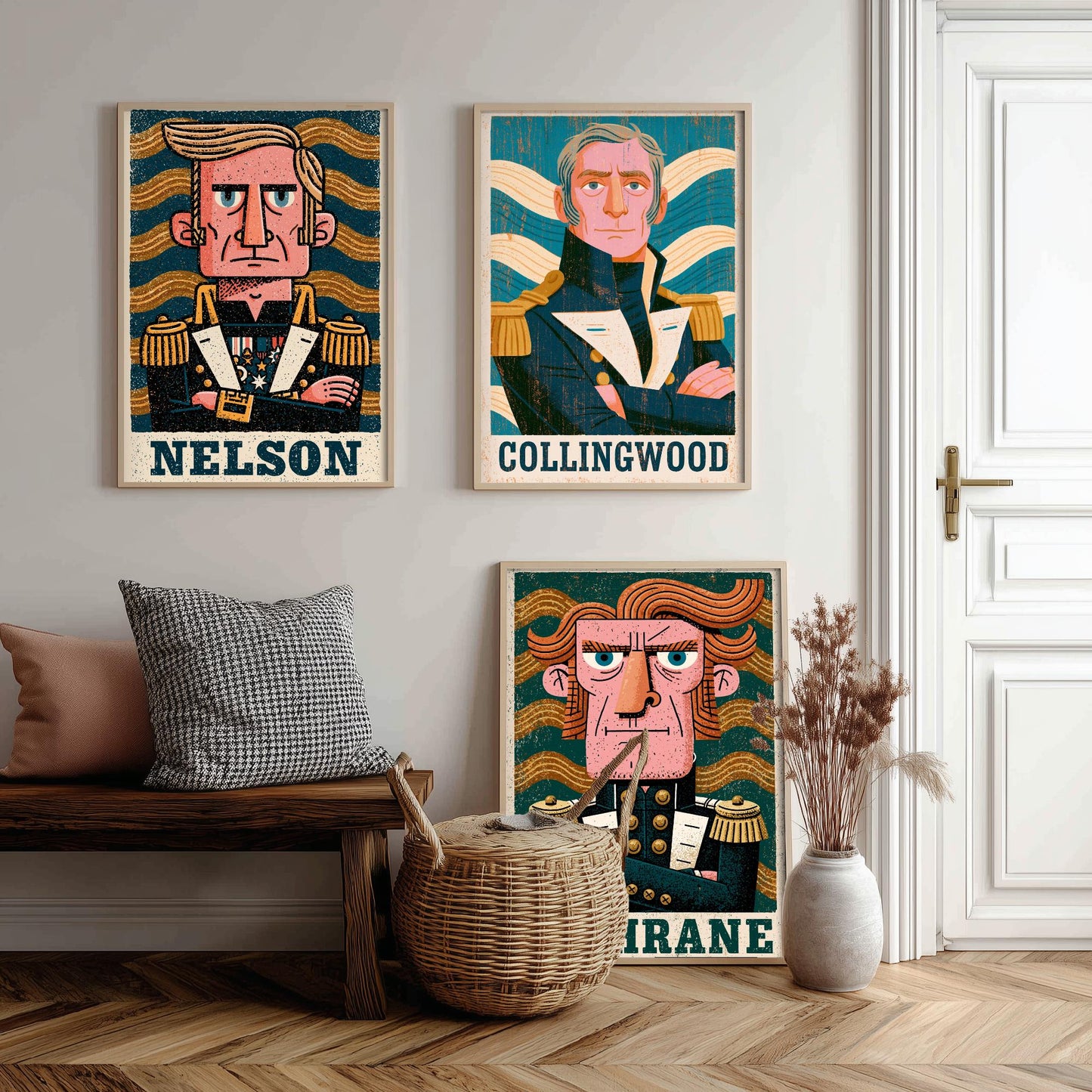 Naval Commanders Set of Three Art Prints - Nelson, Collingwood, Cochrane - Navy History Poster Wall Art Gift Illustration