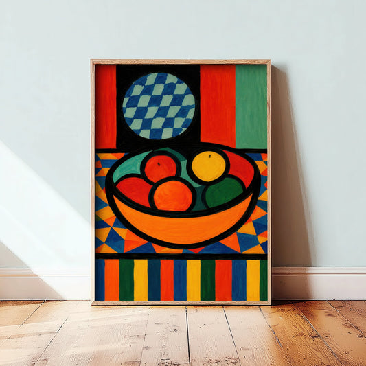Neo-Fauvist Fruit Bowl Art Print - Bold Still Life Poster - Colourful Kitchen Illustration - Wall Art 1/3