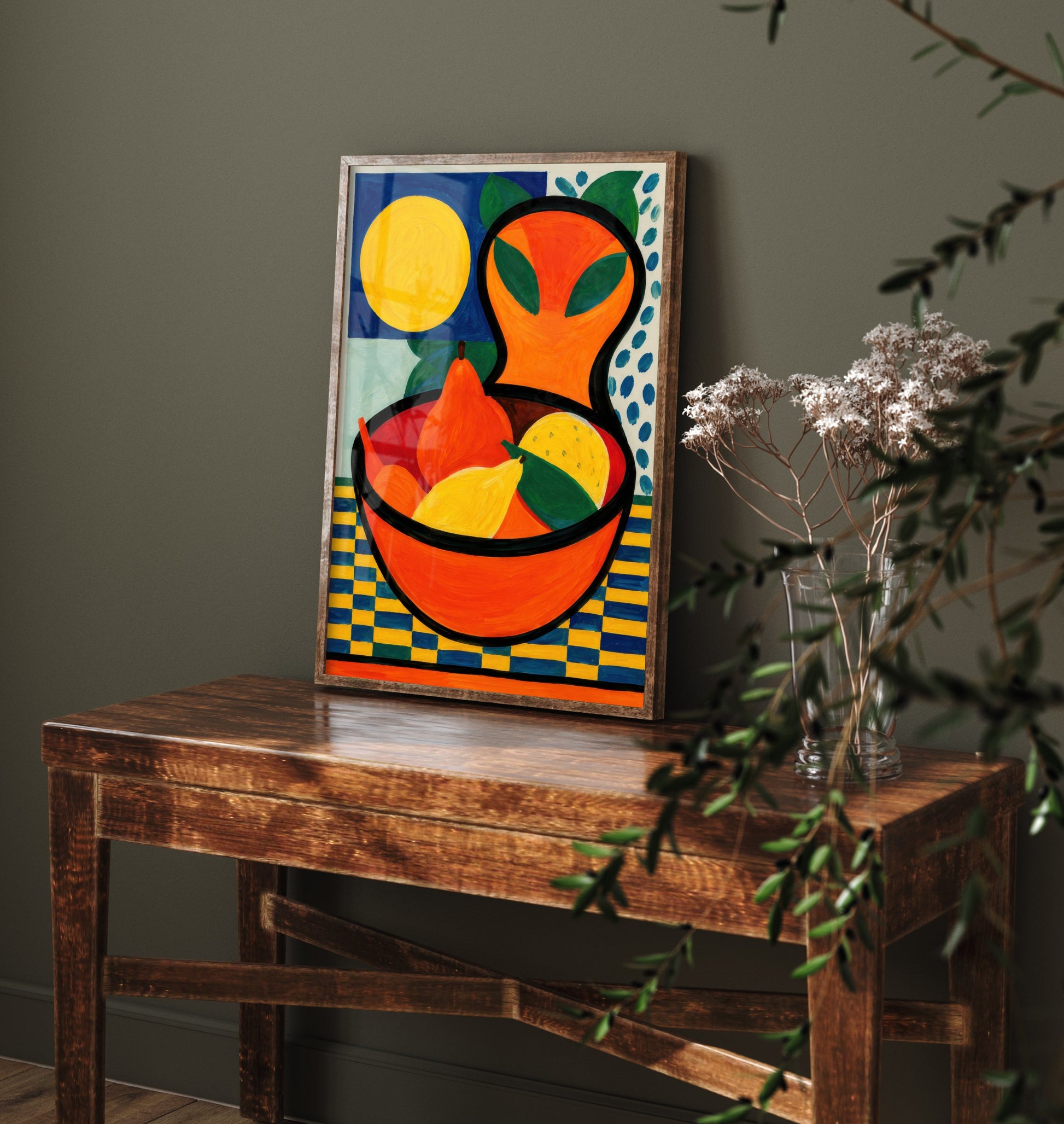 Neo-Fauvist Fruit Bowl Art Print - Pears & Lemons Poster - Colourful Kitchen Illustration 2/3