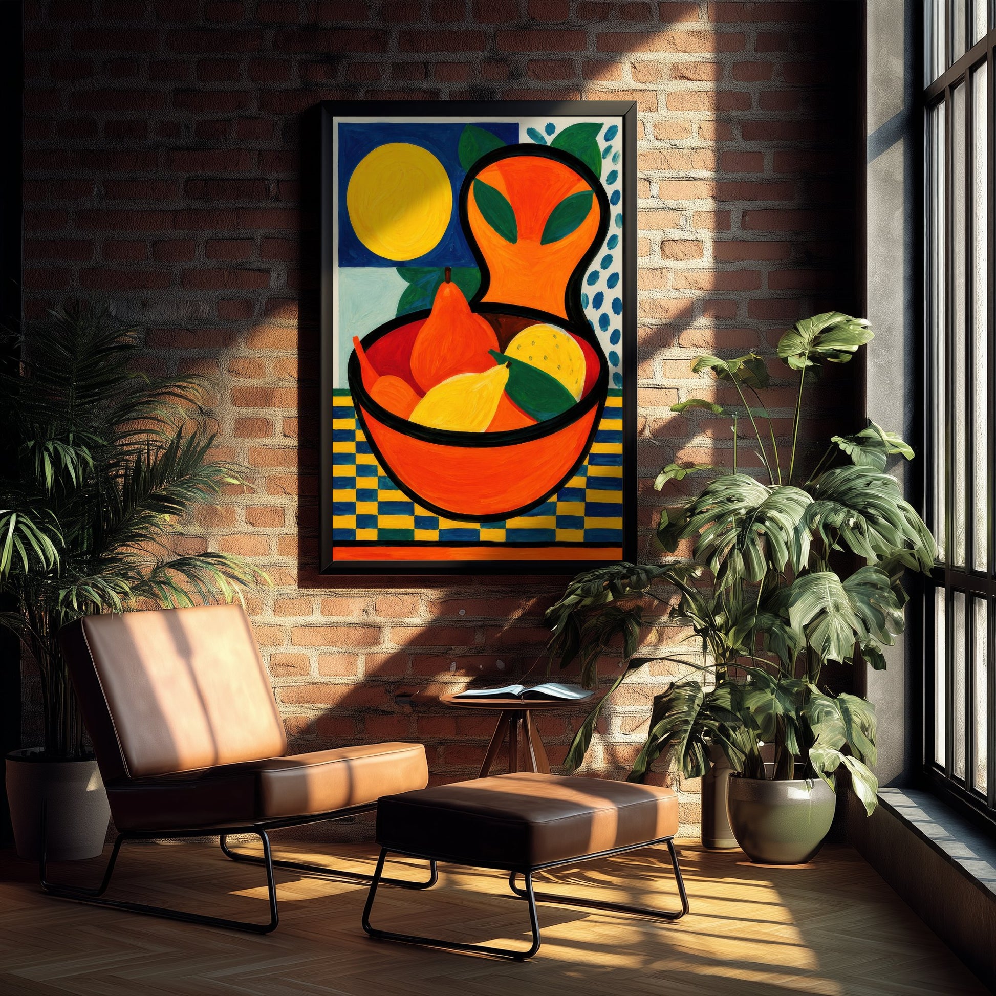 Neo-Fauvist Fruit Bowl Art Print - Pears & Lemons Poster - Colourful Kitchen Illustration 2/3