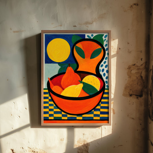 Neo-Fauvist Fruit Bowl Art Print - Pears & Lemons Poster - Colourful Kitchen Illustration 2/3