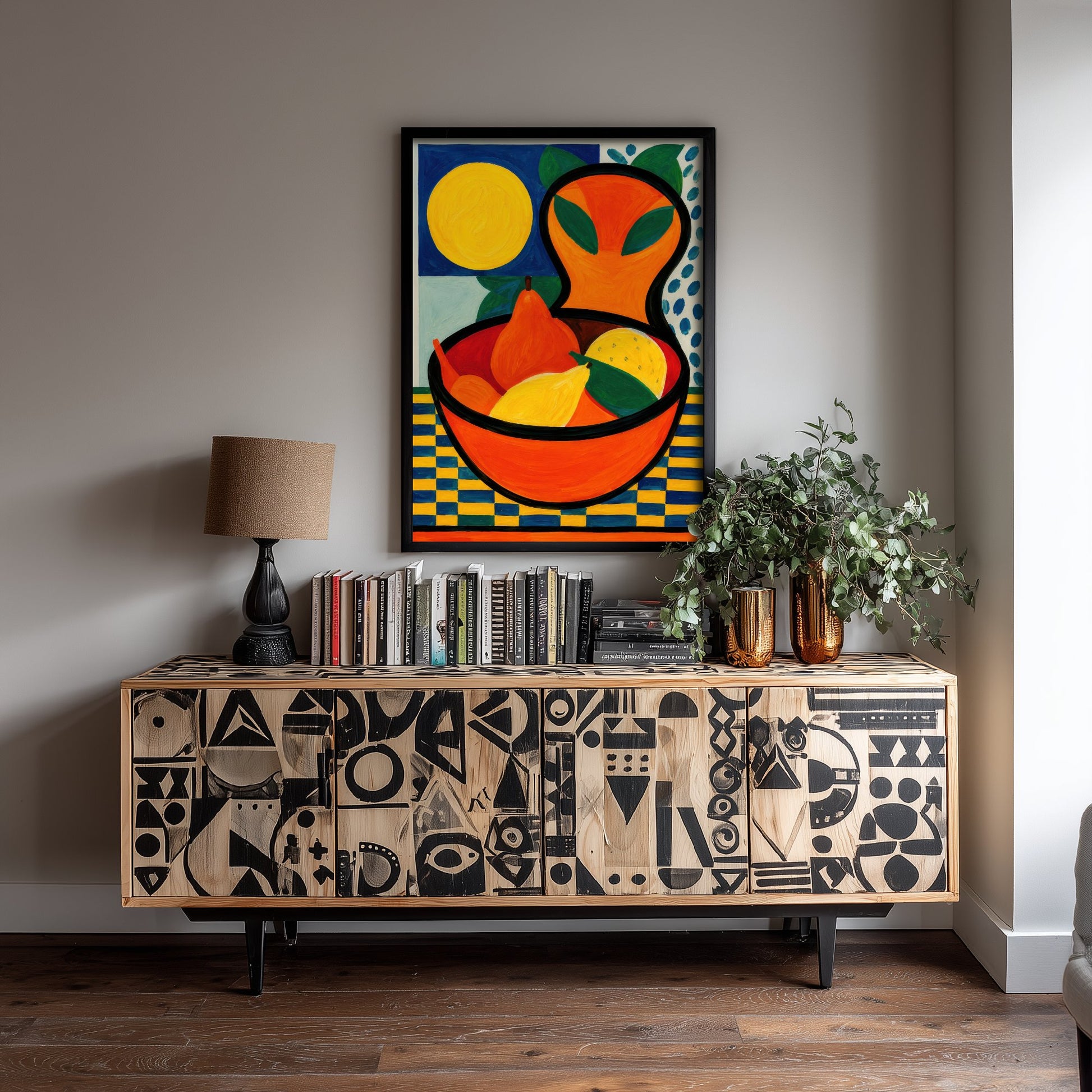 Neo-Fauvist Fruit Bowl Art Print - Pears & Lemons Poster - Colourful Kitchen Illustration 2/3