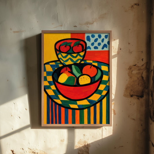 Neo-Fauvist Fruit Bowl Art Print - Bold Apples Poster - Colourful Kitchen Illustration - Wall Art 3/3