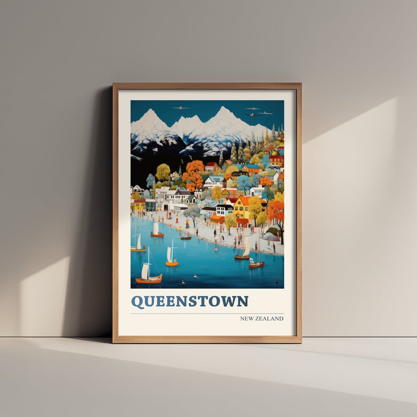 Queenstown New Zealand Travel Poster - Art Print - Vibrant Mountain Illustration - Lake Wall Art 3/3