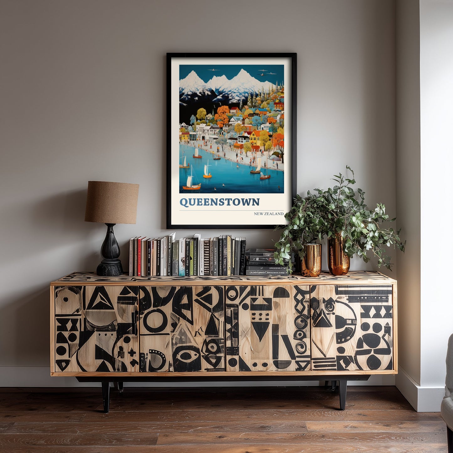 Queenstown New Zealand Travel Poster - Art Print - Vibrant Mountain Illustration - Lake Wall Art 3/3