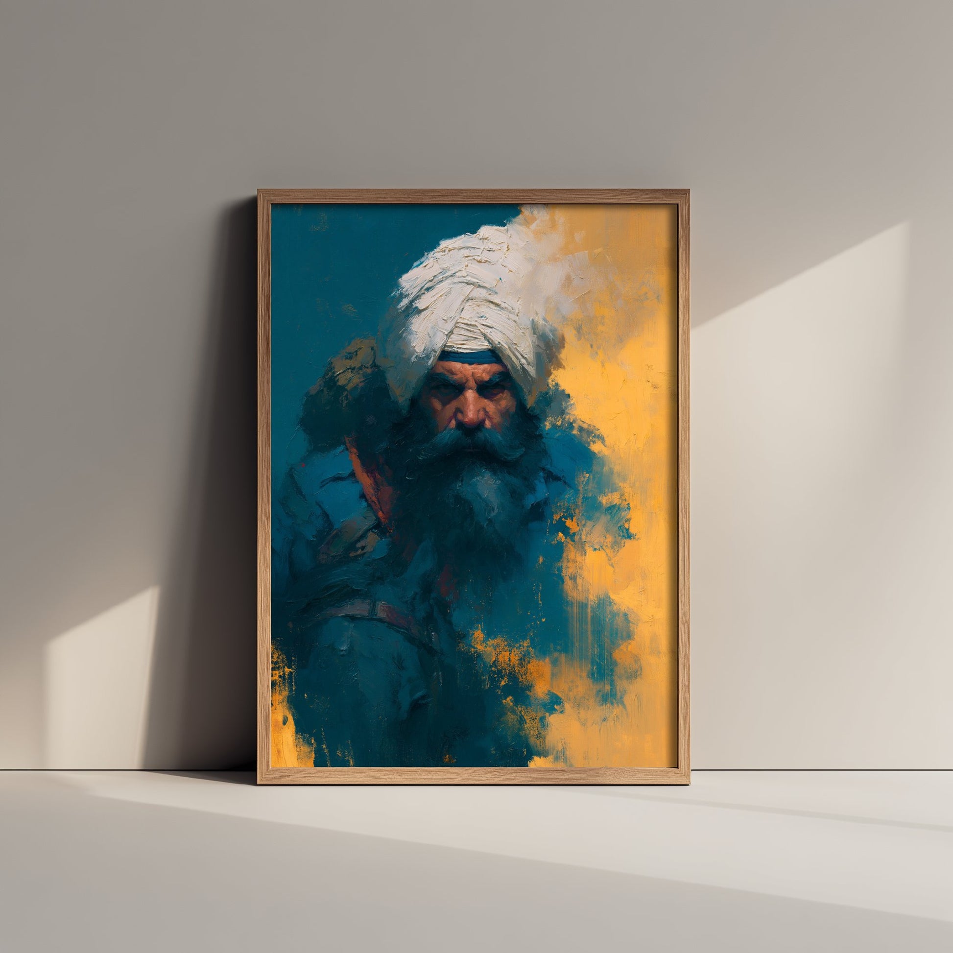 Nihang Sikh Warrior Art Print - Portrait Painting - Punjabi Khalsa Poster V4
