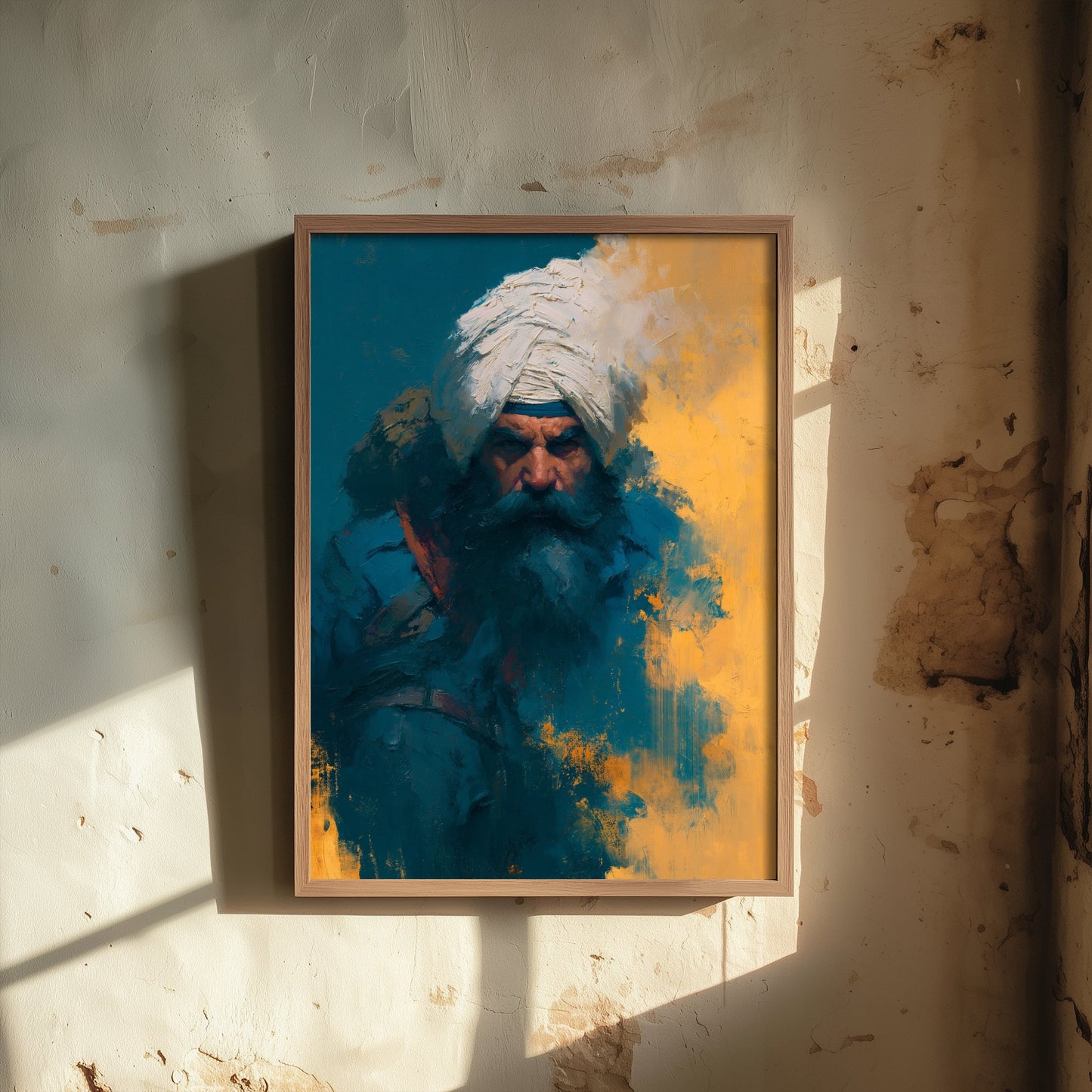 Nihang Sikh Warrior Art Print - Portrait Painting - Punjabi Khalsa Poster V4
