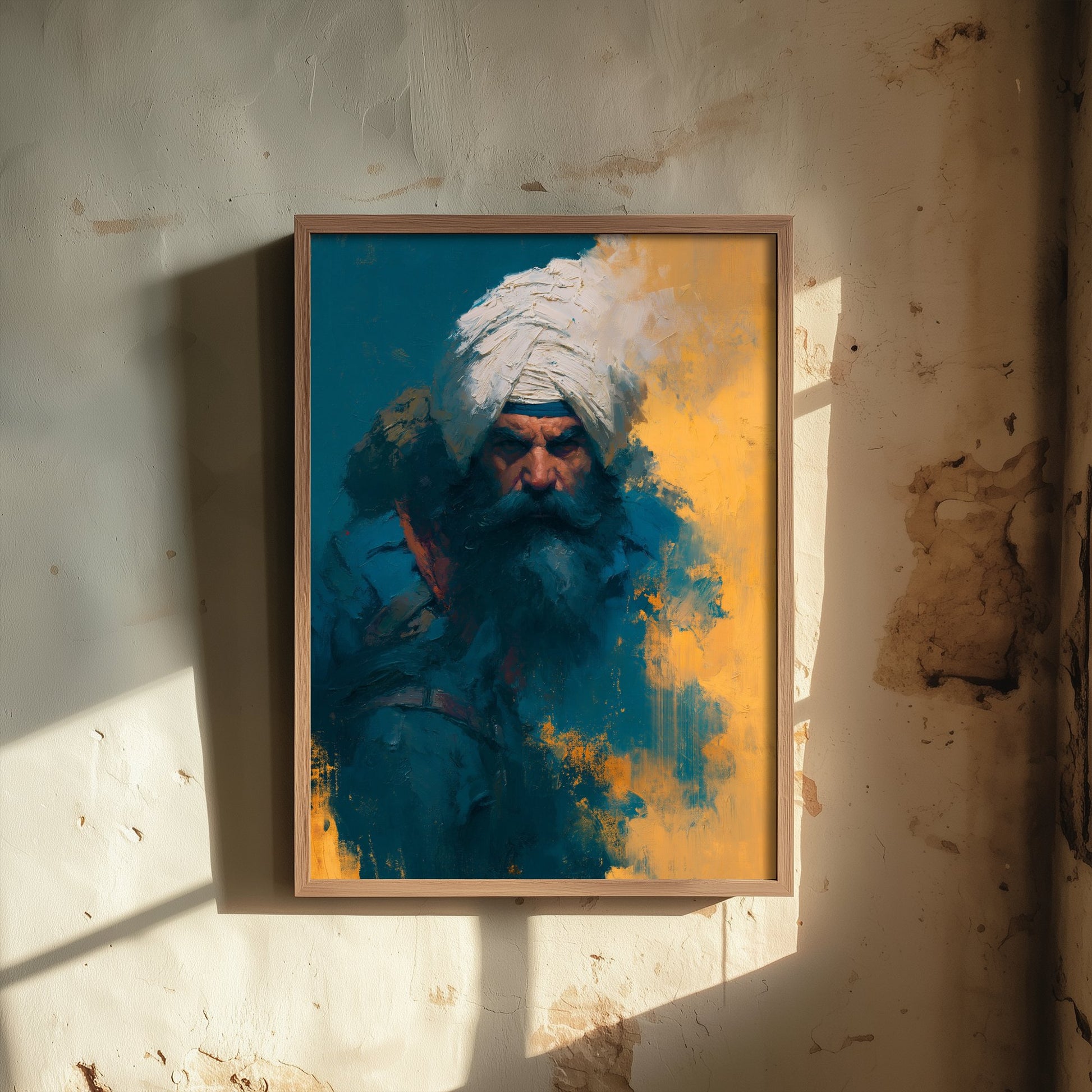 Nihang Sikh Warrior Art Print - Portrait Painting - Punjabi Khalsa Poster V4