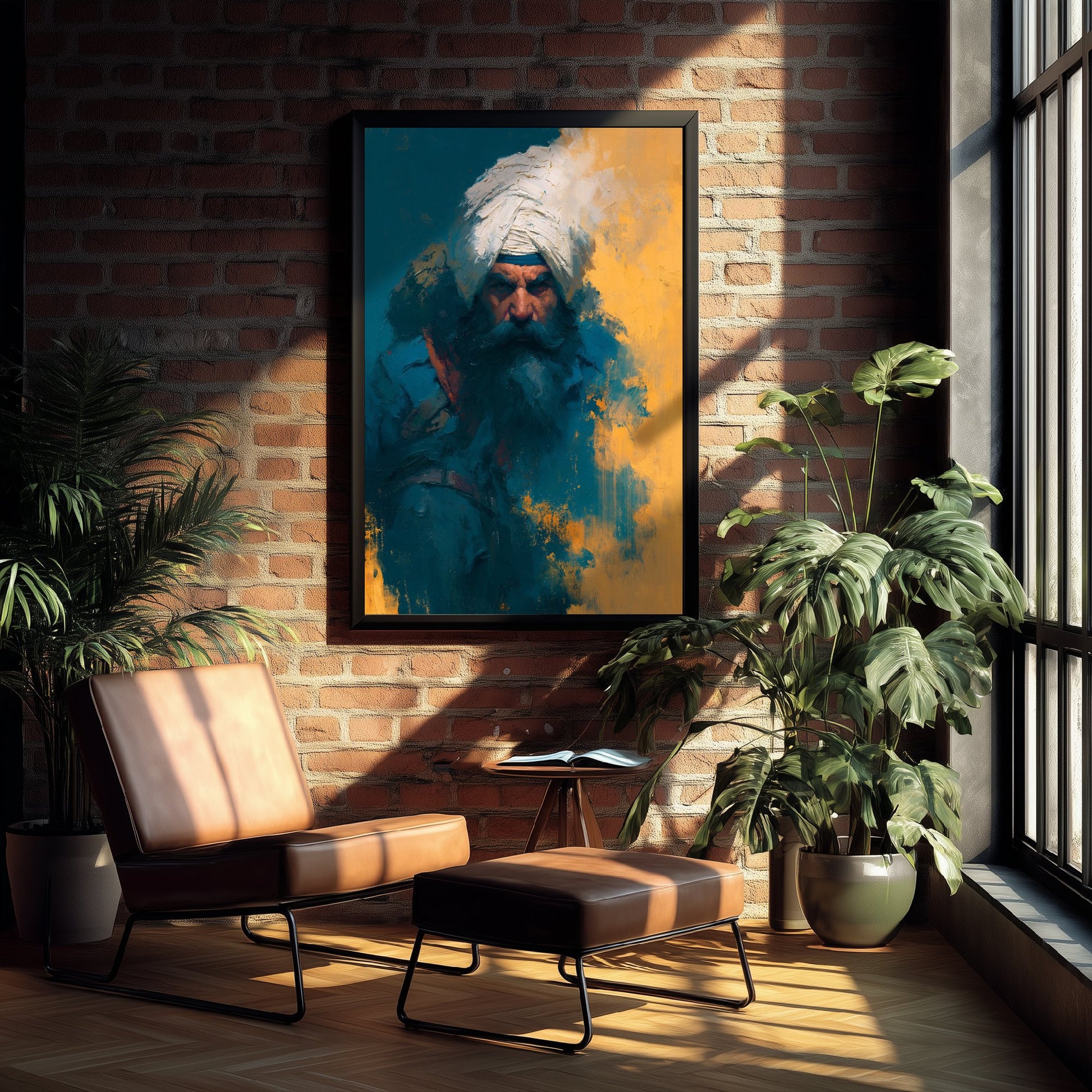Nihang Sikh Warrior Art Print - Portrait Painting - Punjabi Khalsa Poster V4