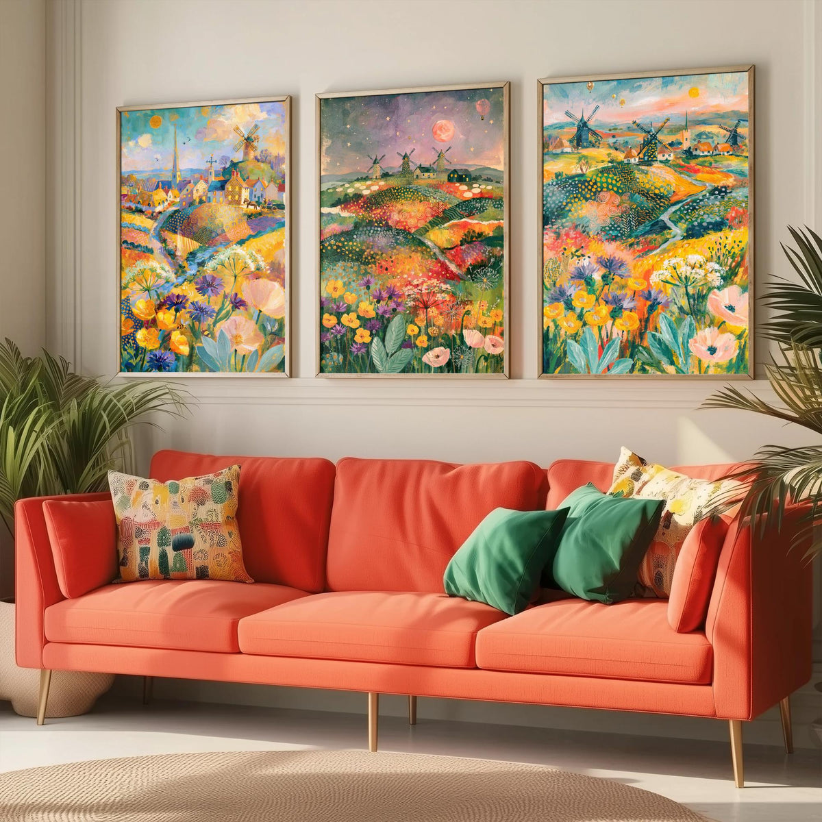 Norfolk Windmills Set of Three Art Prints - Cley, Horsey, Blakeney - Buttercup Cornflower Poppy Paintings - English Countryside Posters