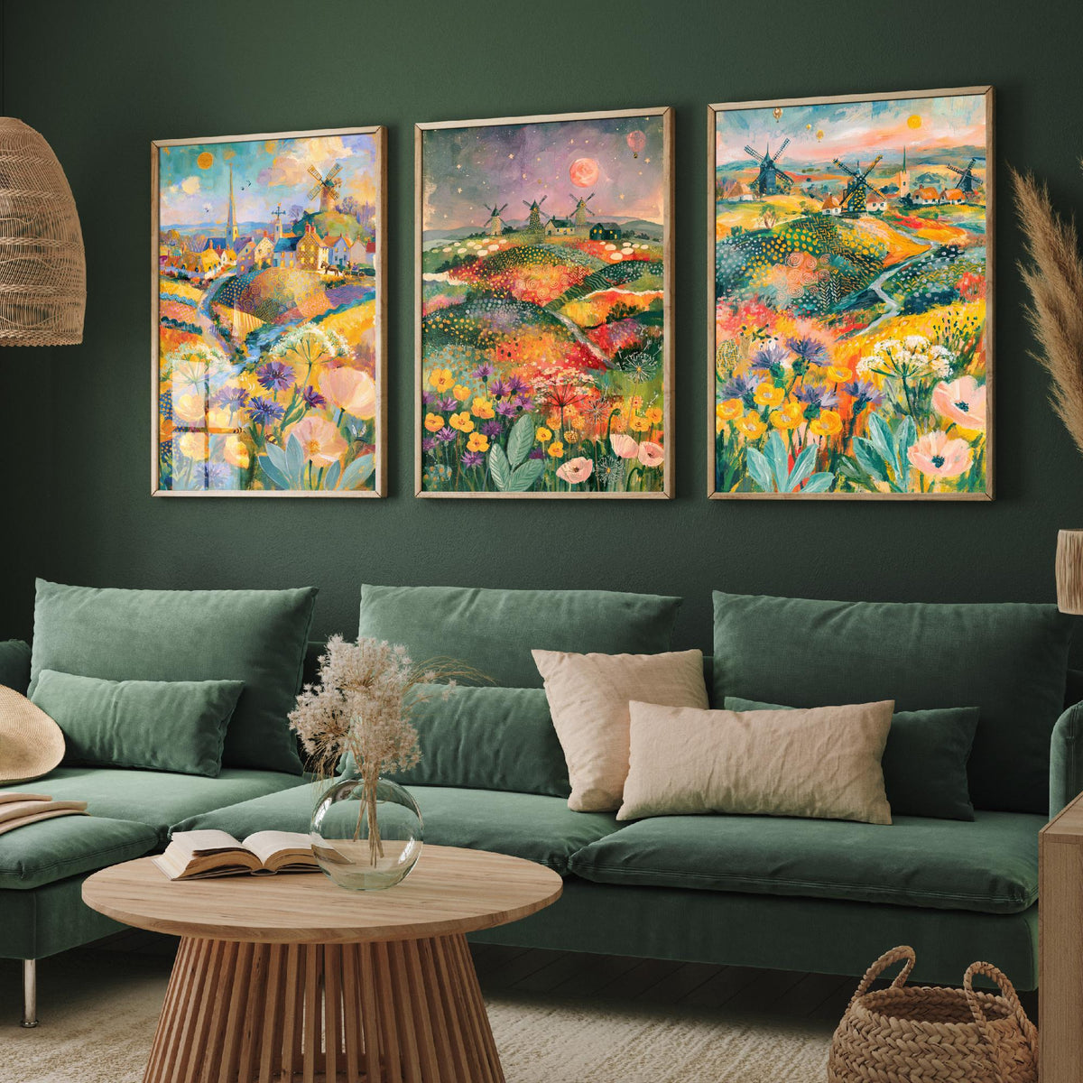 Norfolk Windmills Set of Three Art Prints - Cley, Horsey, Blakeney - Buttercup Cornflower Poppy Paintings - English Countryside Posters