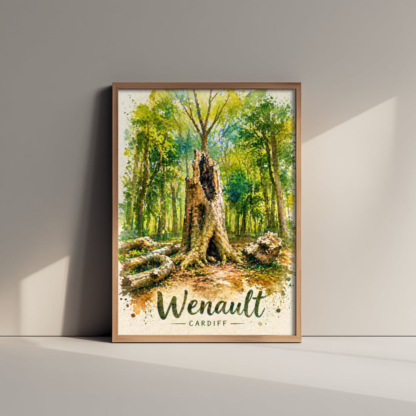 Wenallt Cardiff Art Print - North Cardiff Trails Watercolour Poster - Woodland Wall Art 1/3
