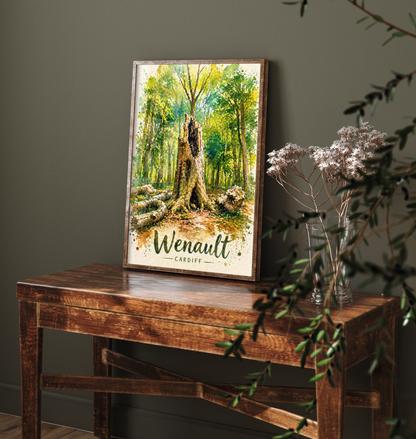 Wenallt Cardiff Art Print - North Cardiff Trails Watercolour Poster - Woodland Wall Art 1/3