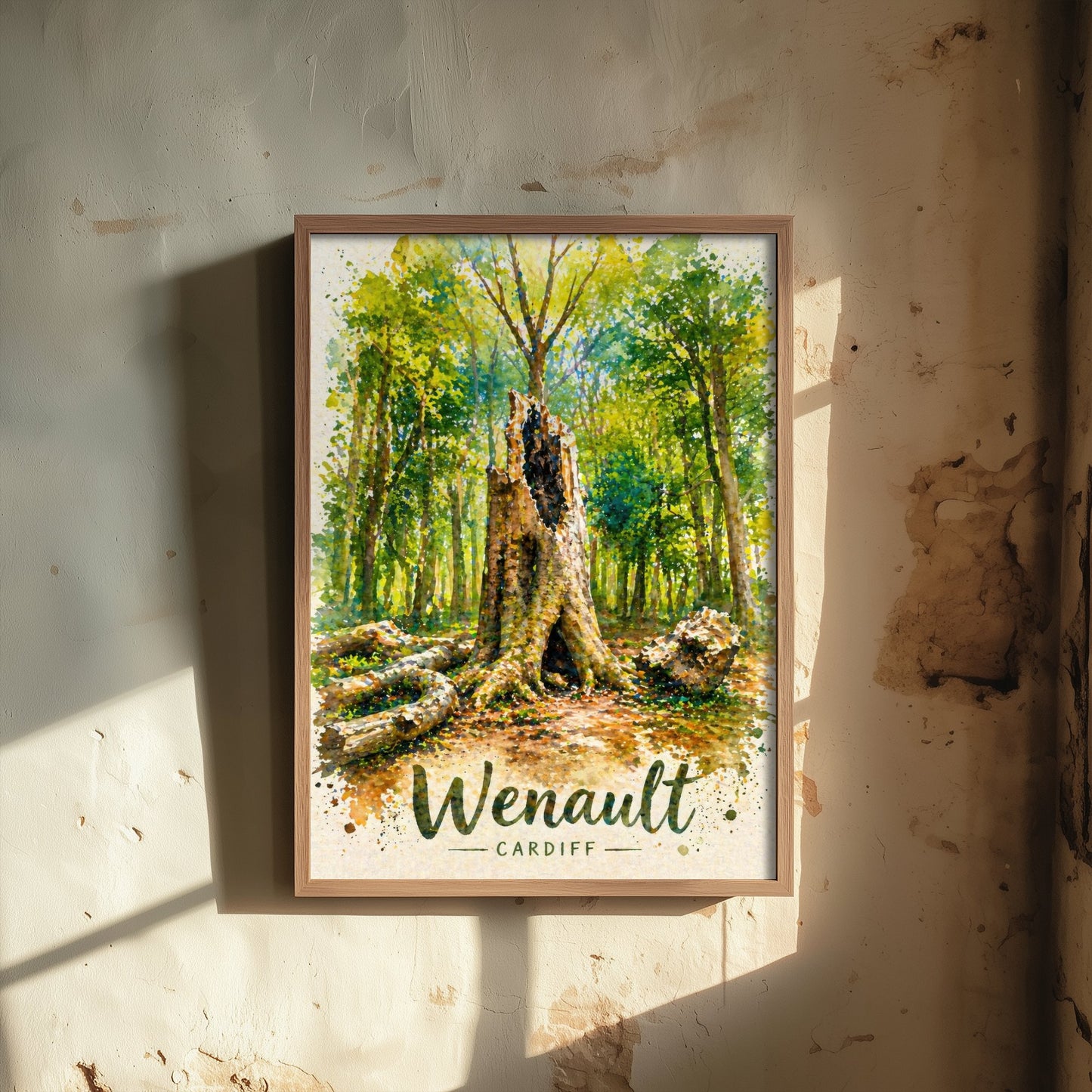 Wenallt Cardiff Art Print - North Cardiff Trails Watercolour Poster - Woodland Wall Art 1/3