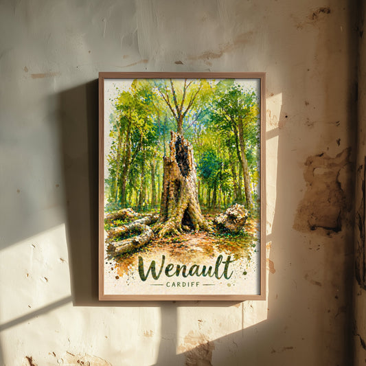 Wenallt Cardiff Art Print - North Cardiff Trails Watercolour Poster - Woodland Wall Art 1/3