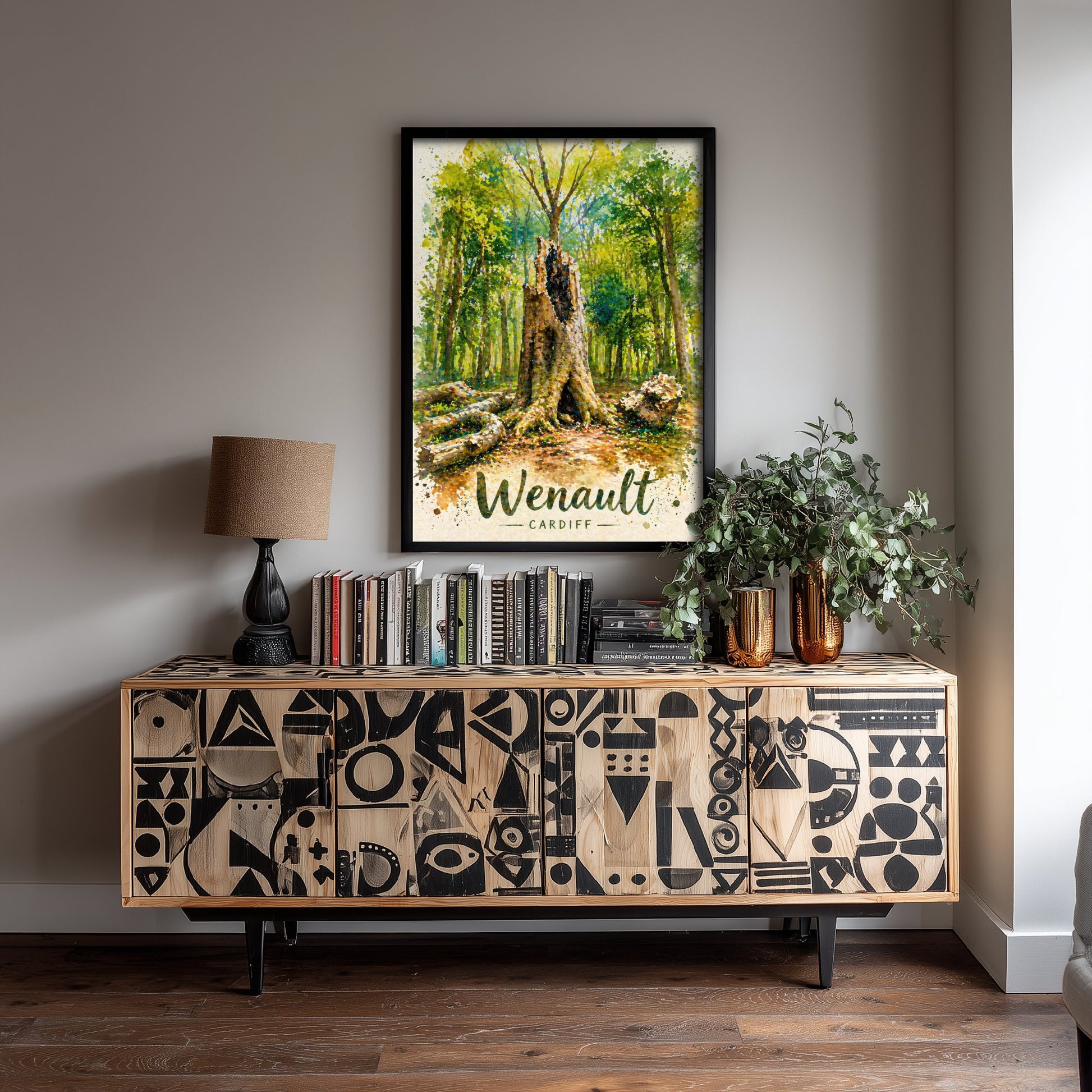 Wenallt Cardiff Art Print - North Cardiff Trails Watercolour Poster - Woodland Wall Art 1/3