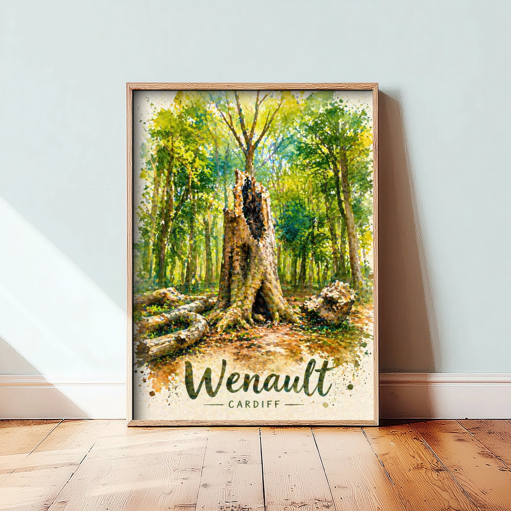 Wenallt Cardiff Art Print - North Cardiff Trails Watercolour Poster - Woodland Wall Art 1/3