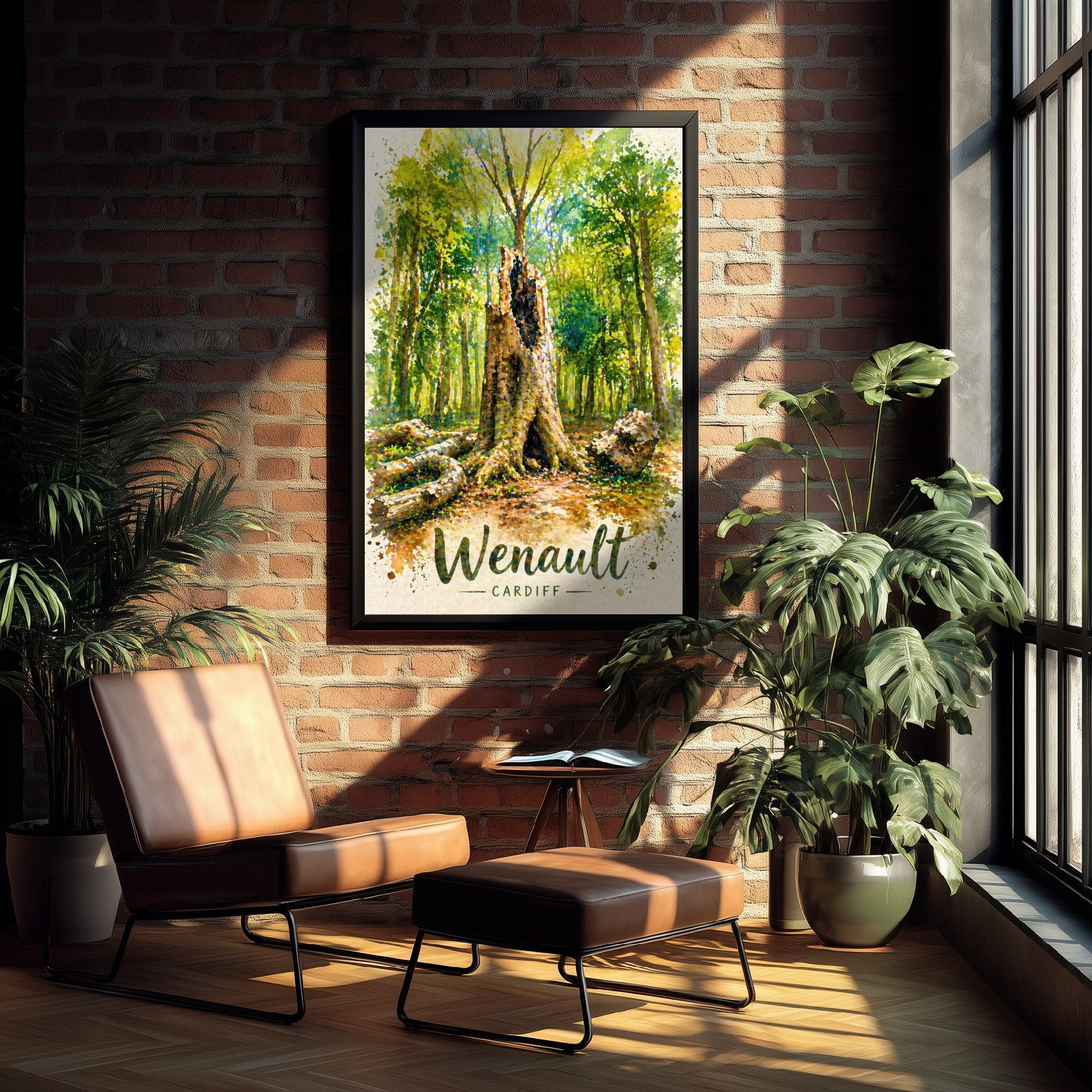 Wenallt Cardiff Art Print - North Cardiff Trails Watercolour Poster - Woodland Wall Art 1/3