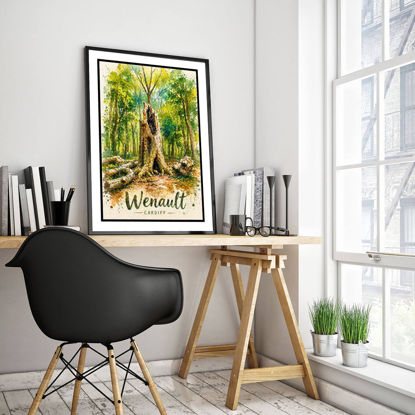 Wenallt Cardiff Art Print - North Cardiff Trails Watercolour Poster - Woodland Wall Art 1/3