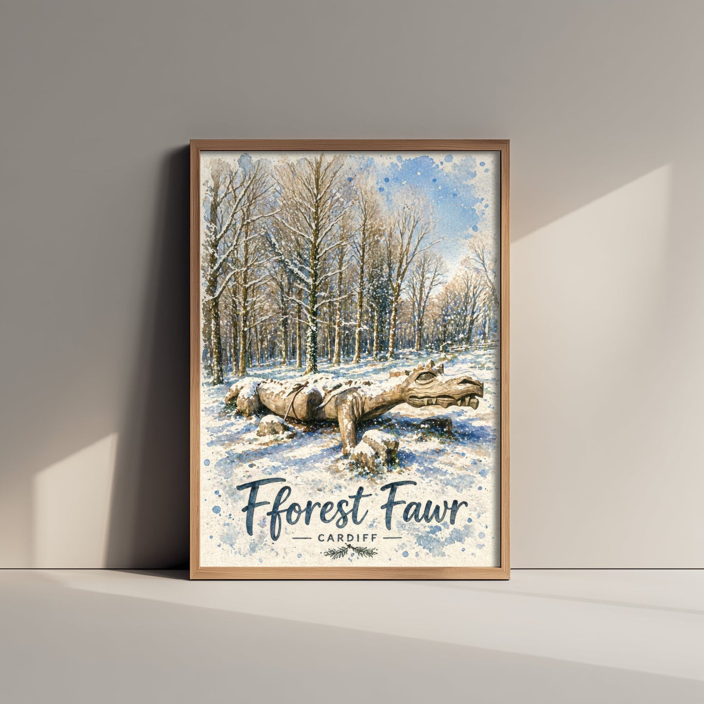 Fforest Fawr Cardiff Art Print - North Cardiff Trails Watercolour Poster - Snowy Dragon Wall Art 2/3