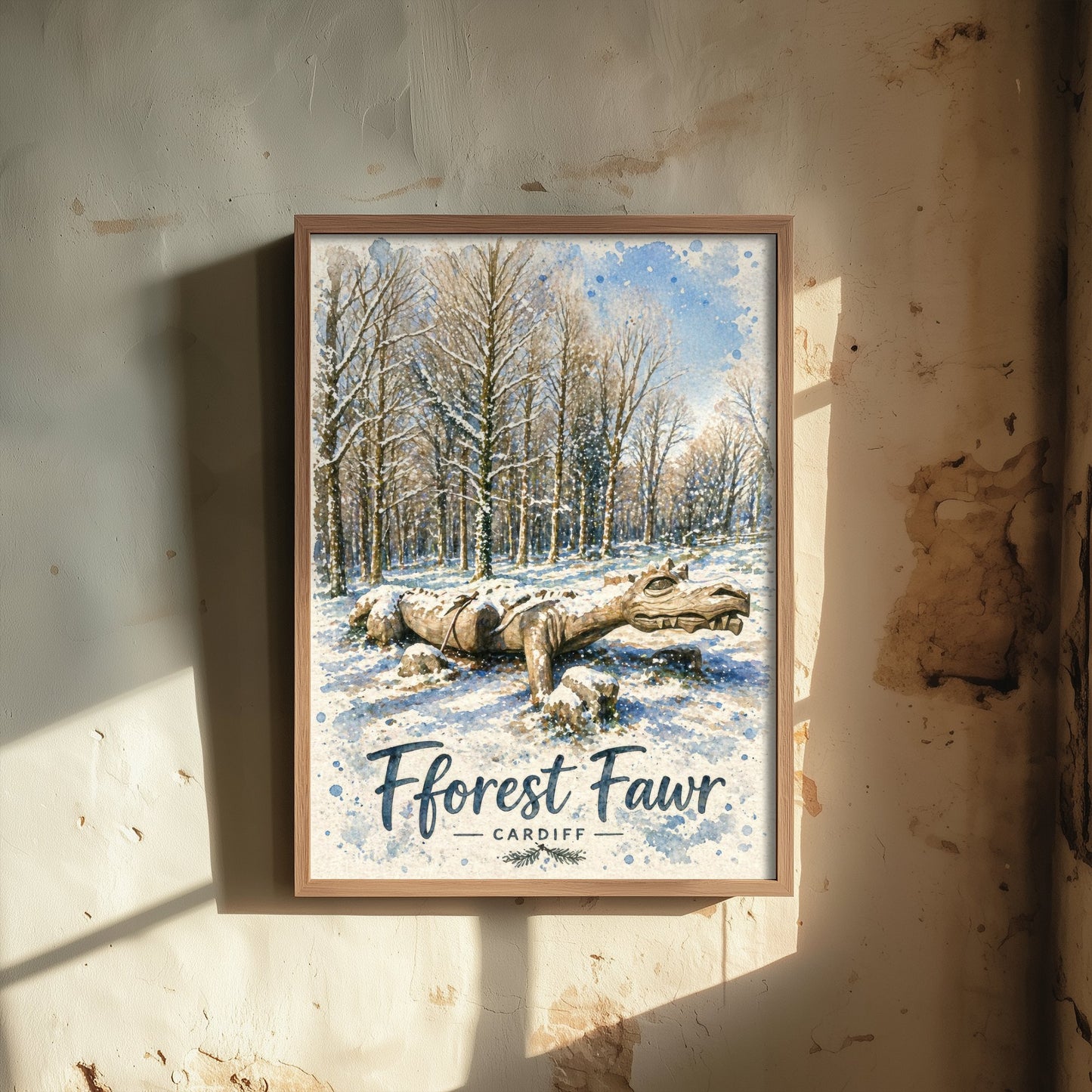 Fforest Fawr Cardiff Art Print - North Cardiff Trails Watercolour Poster - Snowy Dragon Wall Art 2/3