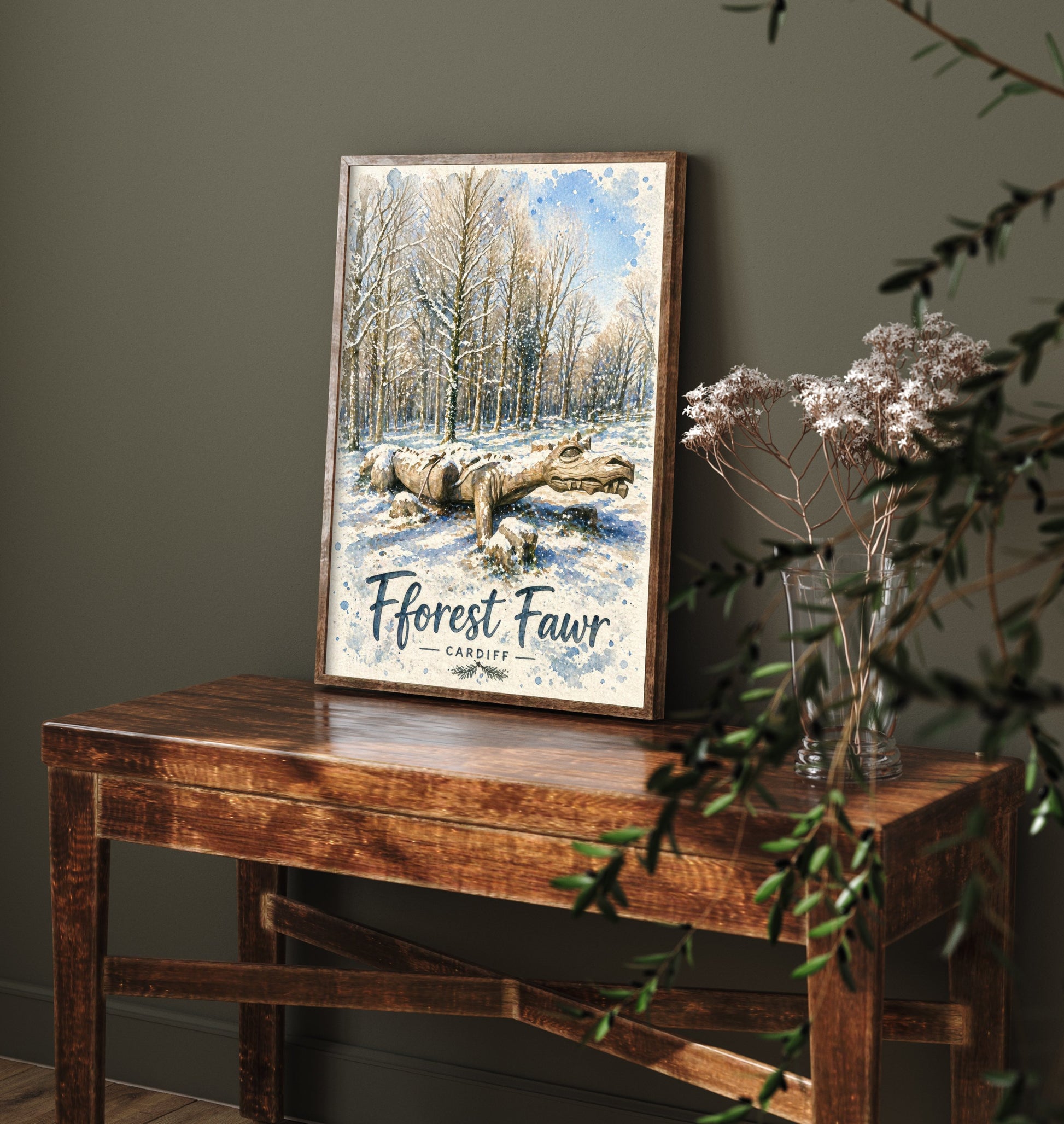 Fforest Fawr Cardiff Art Print - North Cardiff Trails Watercolour Poster - Snowy Dragon Wall Art 2/3
