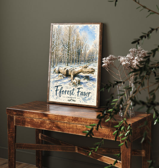 Fforest Fawr Cardiff Art Print - North Cardiff Trails Watercolour Poster - Snowy Dragon Wall Art 2/3