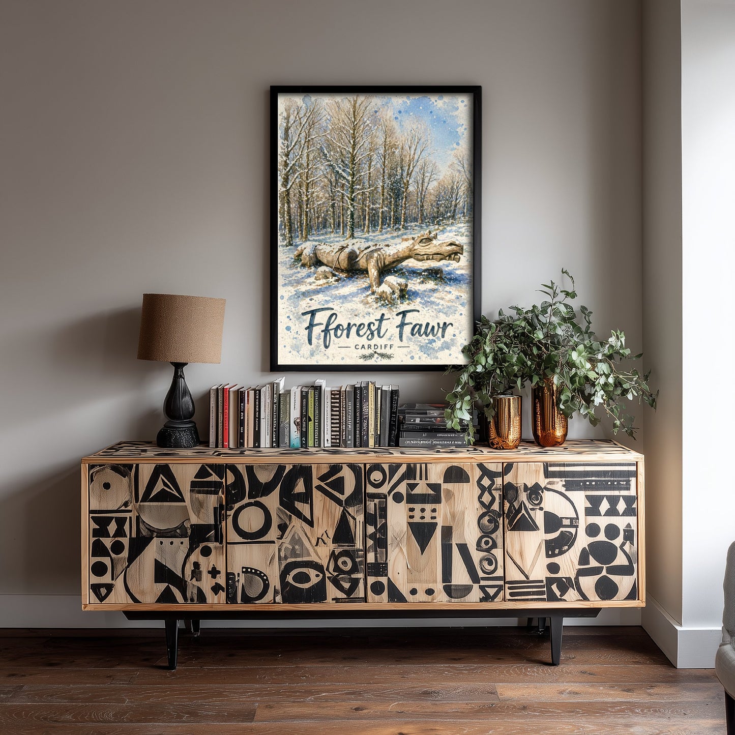 Fforest Fawr Cardiff Art Print - North Cardiff Trails Watercolour Poster - Snowy Dragon Wall Art 2/3