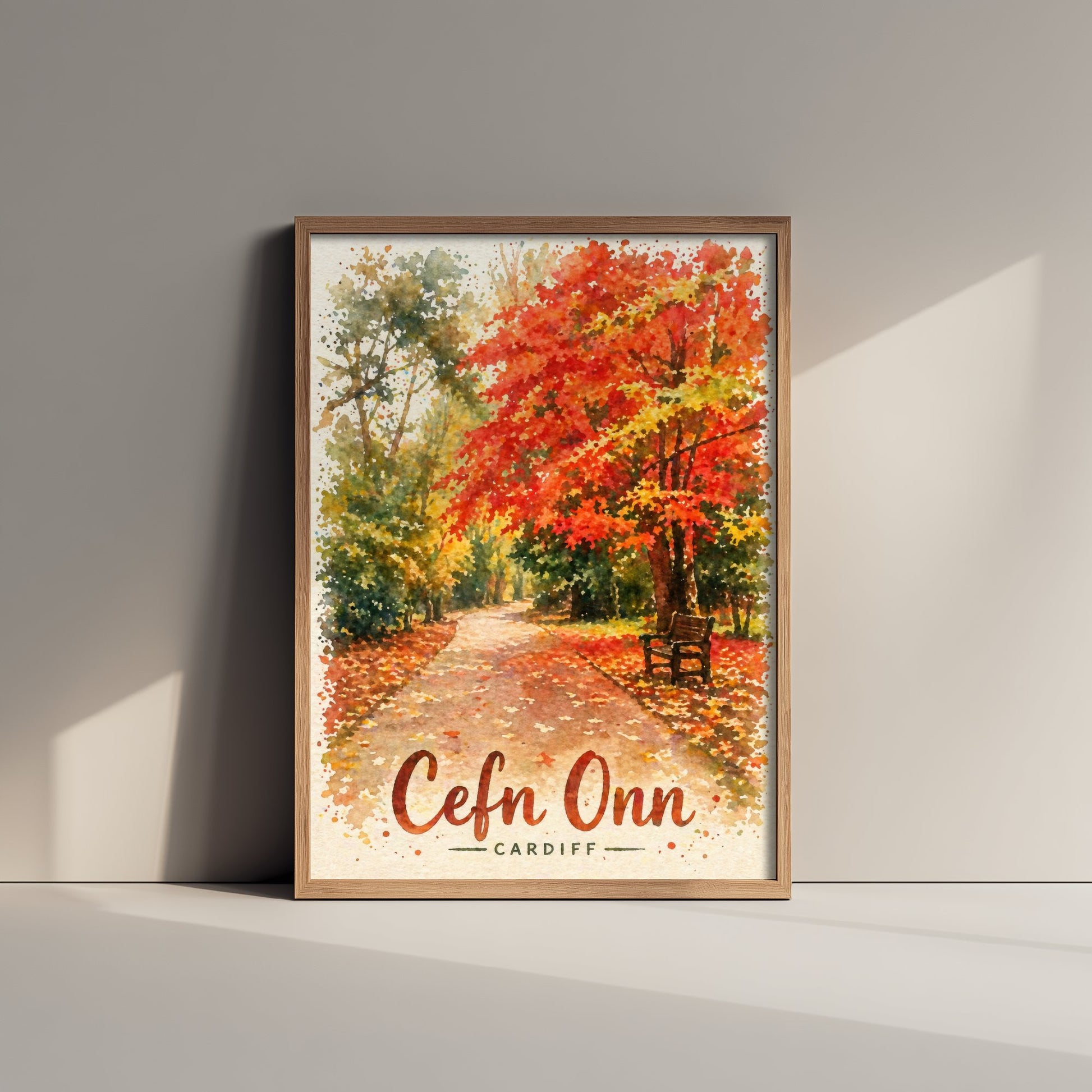 Cefn Onn Cardiff Art Print - North Cardiff Trails Watercolour Poster - Autumn Park Wall Art 3/3