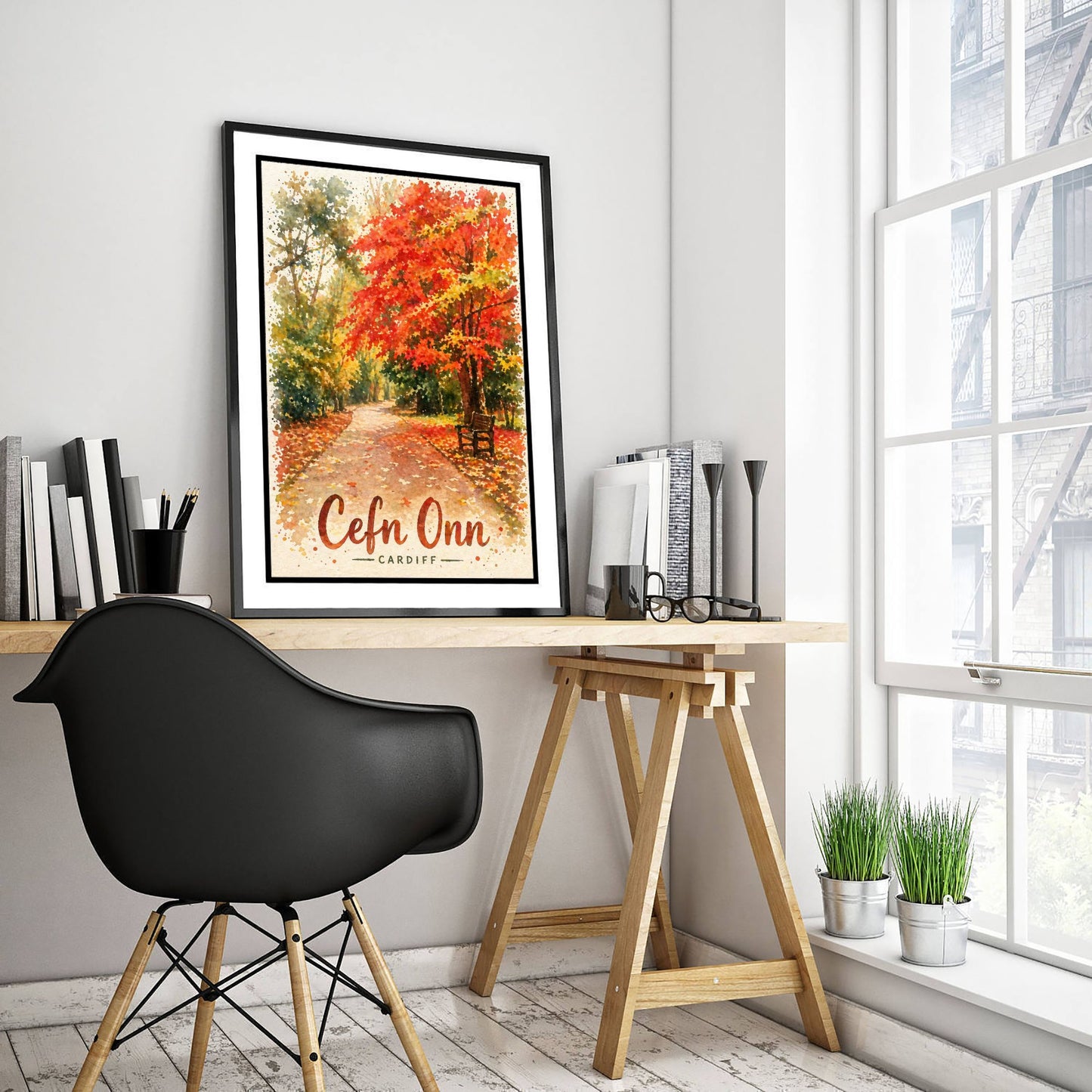 Cefn Onn Cardiff Art Print - North Cardiff Trails Watercolour Poster - Autumn Park Wall Art 3/3