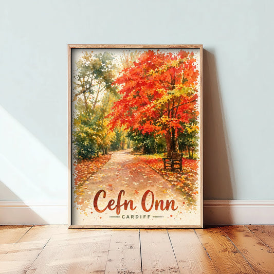 Cefn Onn Cardiff Art Print - North Cardiff Trails Watercolour Poster - Autumn Park Wall Art 3/3