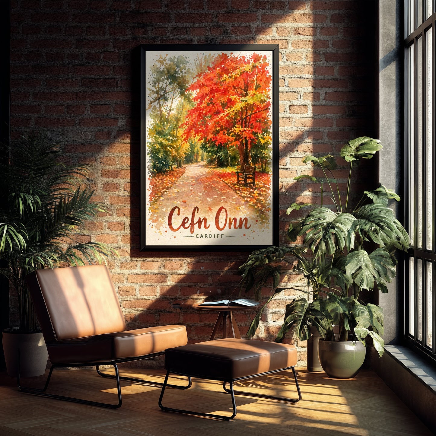 Cefn Onn Cardiff Art Print - North Cardiff Trails Watercolour Poster - Autumn Park Wall Art 3/3