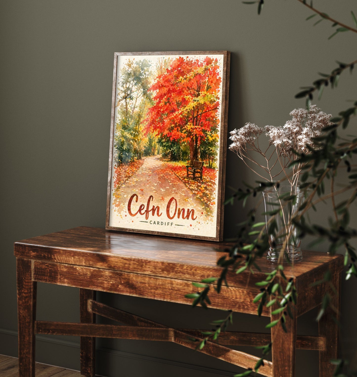 Cefn Onn Cardiff Art Print - North Cardiff Trails Watercolour Poster - Autumn Park Wall Art 3/3
