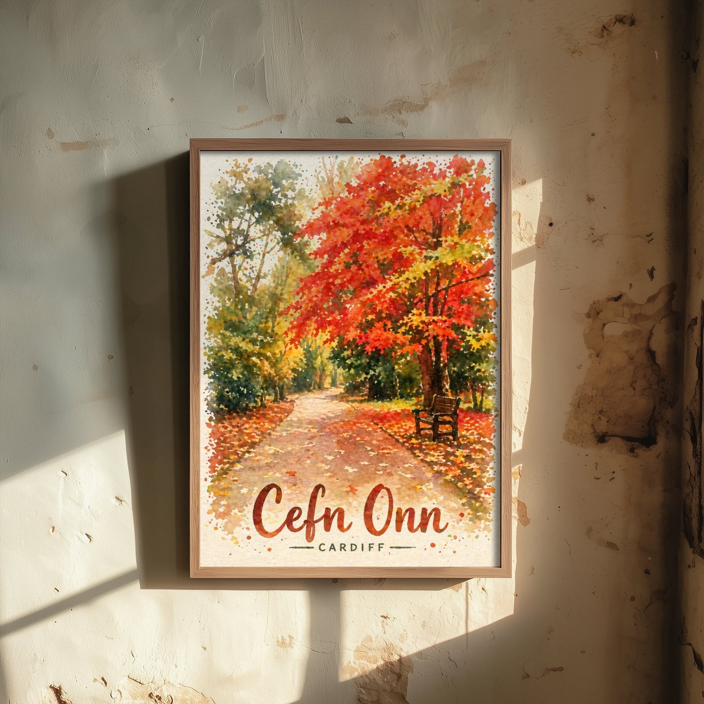Cefn Onn Cardiff Art Print - North Cardiff Trails Watercolour Poster - Autumn Park Wall Art 3/3