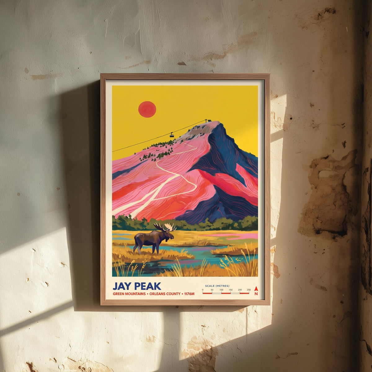Jay Peak Travel Poster - Vermont Ski Mountain Art Print - Moose Tram Illustration - Northeast Kingdom Green Mountains 1/3