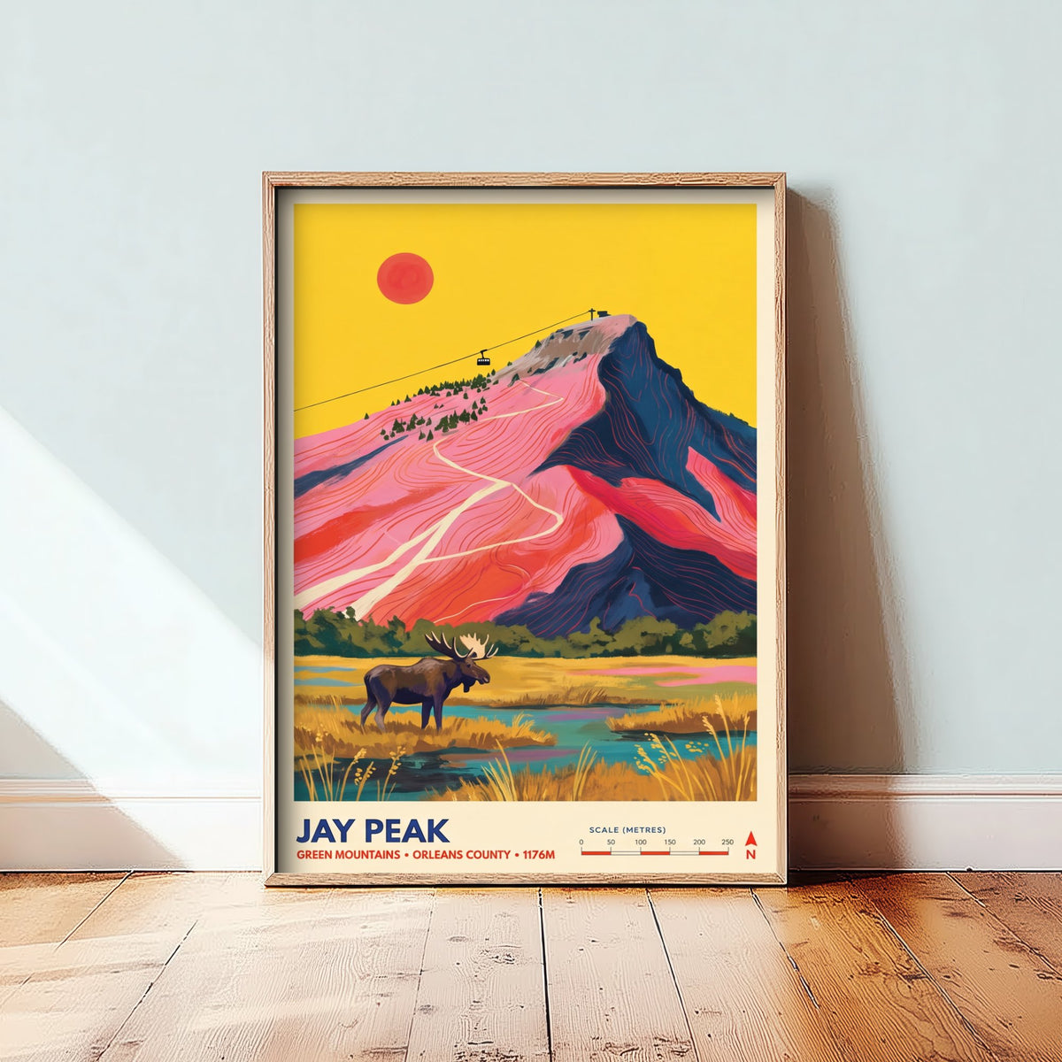 Jay Peak Travel Poster - Vermont Ski Mountain Art Print - Moose Tram Illustration - Northeast Kingdom Green Mountains 1/3