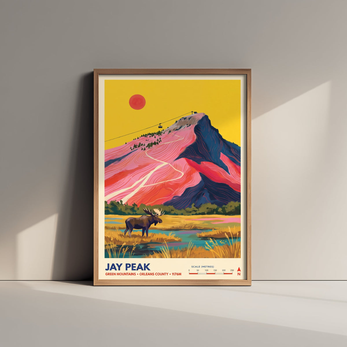 Jay Peak Travel Poster - Vermont Ski Mountain Art Print - Moose Tram Illustration - Northeast Kingdom Green Mountains 1/3
