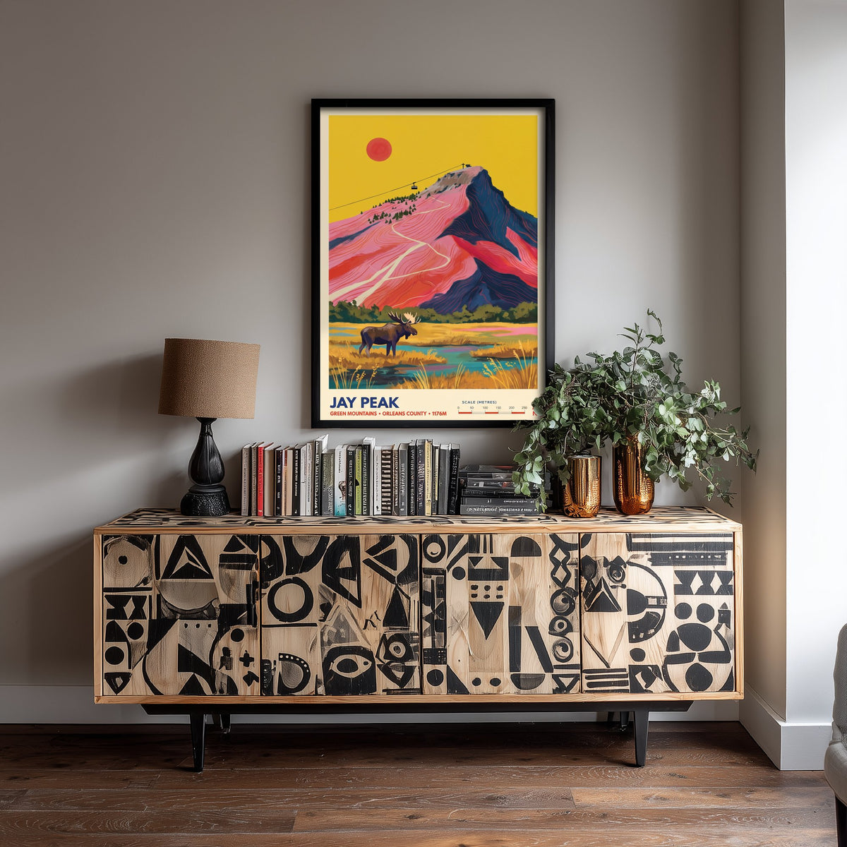 Jay Peak Travel Poster - Vermont Ski Mountain Art Print - Moose Tram Illustration - Northeast Kingdom Green Mountains 1/3
